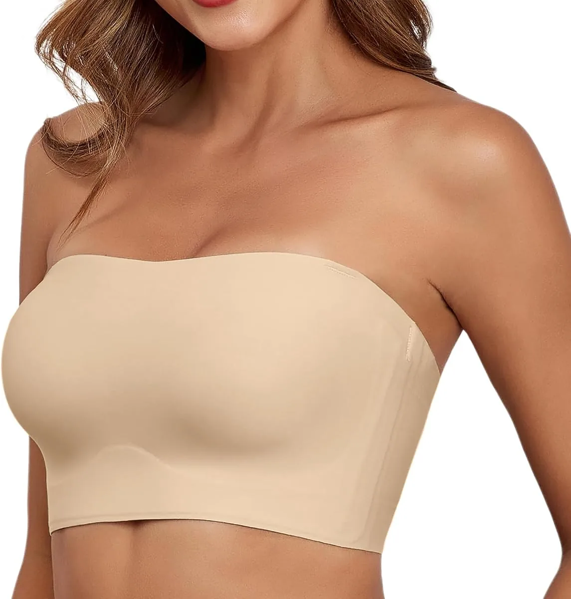 xcutting strapless bras for women non slip silicone bandeau bra seamless wireless padded with 1 pair straps